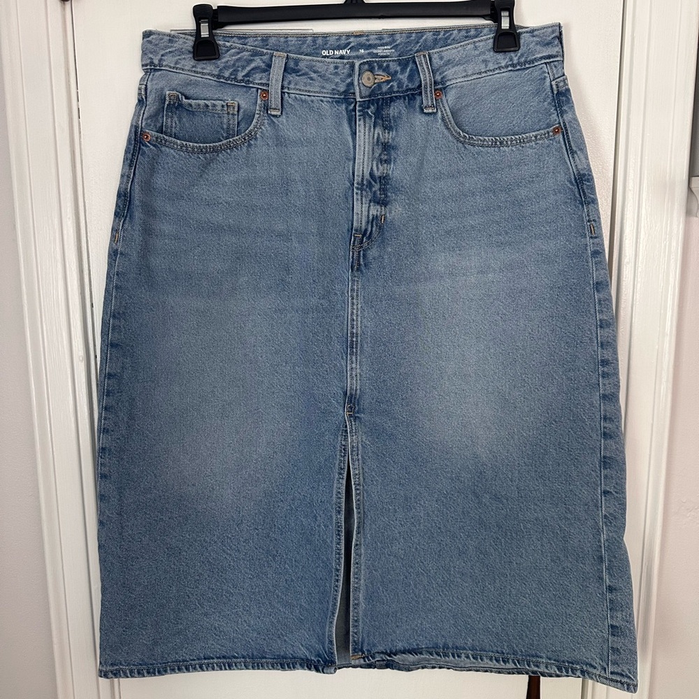 Old Navy Light Blue Denim Midi Skirt